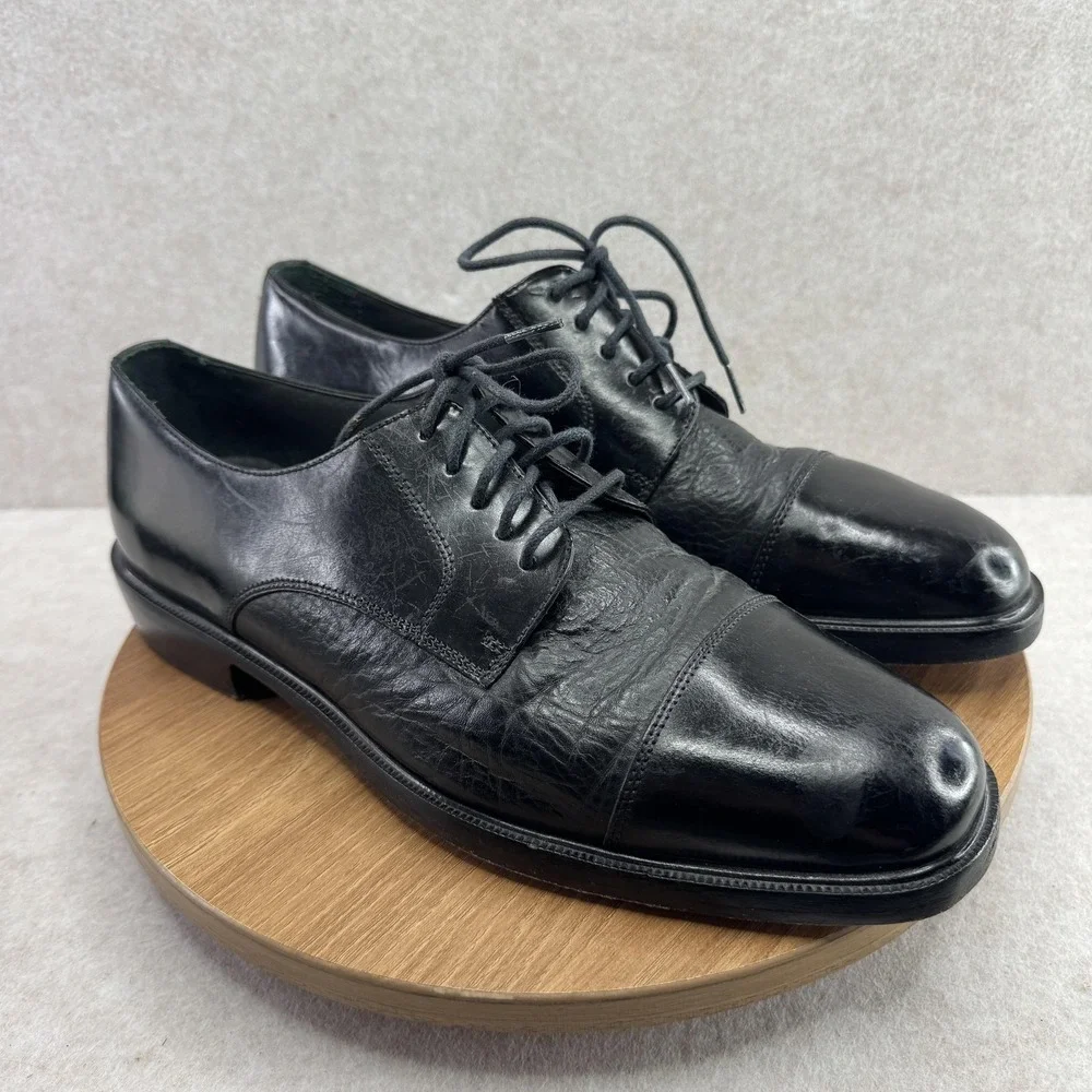 Florsheim Shoes Mens Size 10 Black Leather Derby Dress Lace Up Cap Toe K18150 01